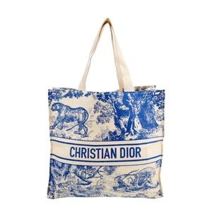 CHRISTIAN DIOR Straw Dioriviera Tote Beige